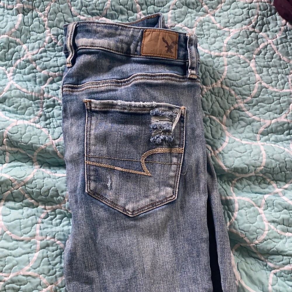 AEO distressed super super stretch denim